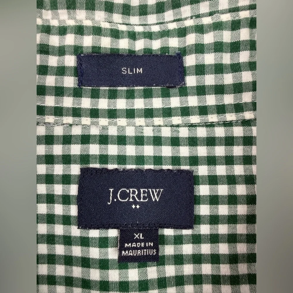 J. Crew Green Gingham Cotton Button Down Shirt Long Sleeve Size XL